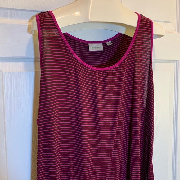 Avenue Stripped Black & Pink Tank Top Size 26/28 - Picture 2 of 6